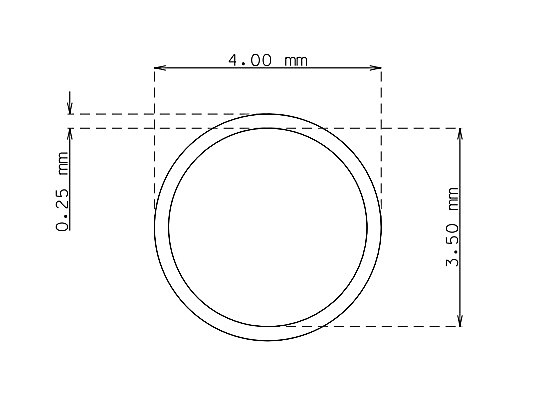 Tubo inox de 4.0 mm x 0.25 mm Qualidade 304 Duro