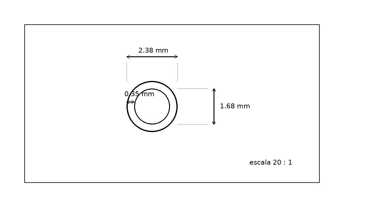 Tubo capilar inox de 2.38 mm x 0.35 mm Qualidade 304 Duro