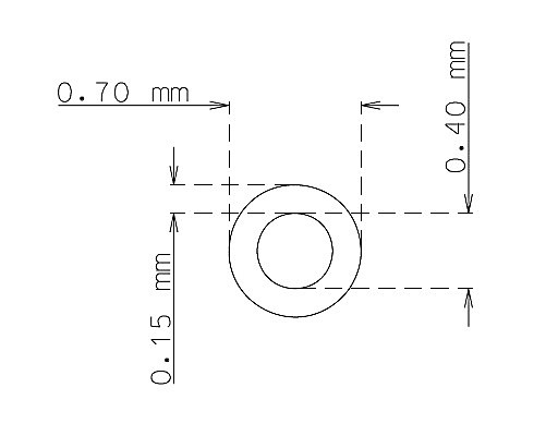 Microtubo inox de 0.7 mm x 0.15 mm Qualidade 304 DURO
