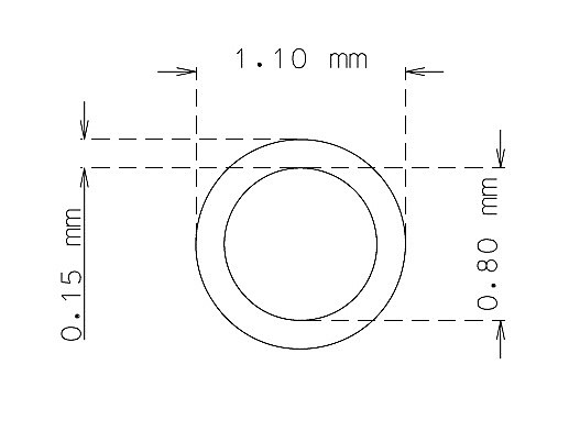 Microtubo inox de 1.1 mm x 0.15 mm Qualidade 304 DURO