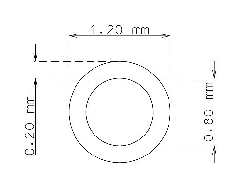 Microtubo inox de 1.2 mm x 0.20 mm Qualidade 304 DURO