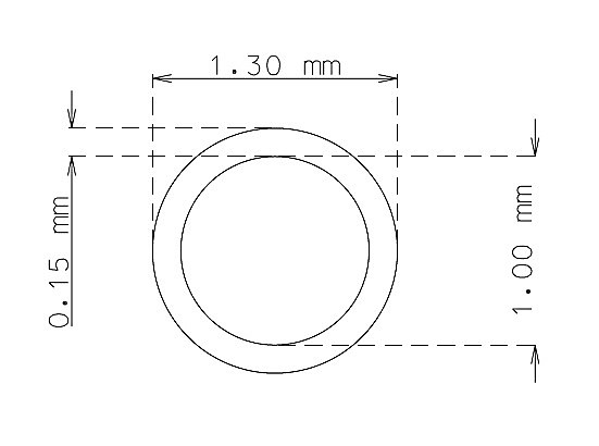 Microtubo inox de 1.3 mm x 0.15 mm Qualidade 304 DURO