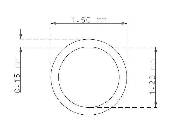 Microtubo inox de 1.5 mm x 0.15 mm Qualidade 304 DURO