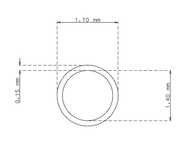 Microtubo inox de 1.7 mm x 0.15 mm Qualidade 304 DURO