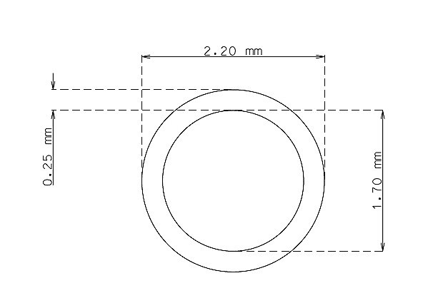 Tubo capilar inox de 2.2 mm x 0.25 mm Qualidade 304 Duro