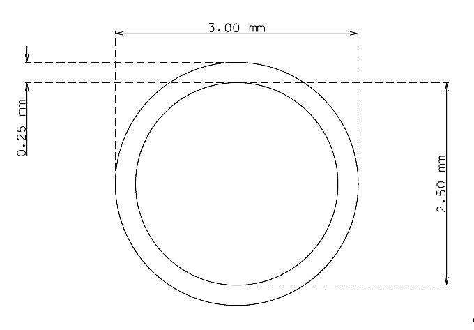 Tubo capilar inox de 3.0 mm x 0.25 mm Qualidade 316L