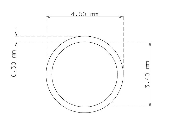 Tubo inox de 4.0 mm x 0.30 mm Qualidade 304 Recozido