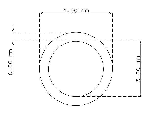 Tubo inox de 4.0 mm x 0.50 mm Qualidade 316 DURO