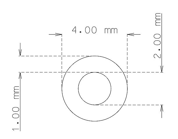 Tubo inox de 4.0 mm x 1.00 mm Qualidade 316 DURO