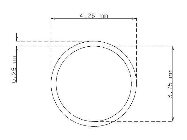 Tubo inox de 4.25 mm x 0.25 mm Qualidade 304 DURO