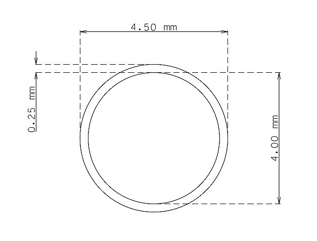 Tubo inox de 4.5 mm x 0.25 mm Qualidade 304 DURO