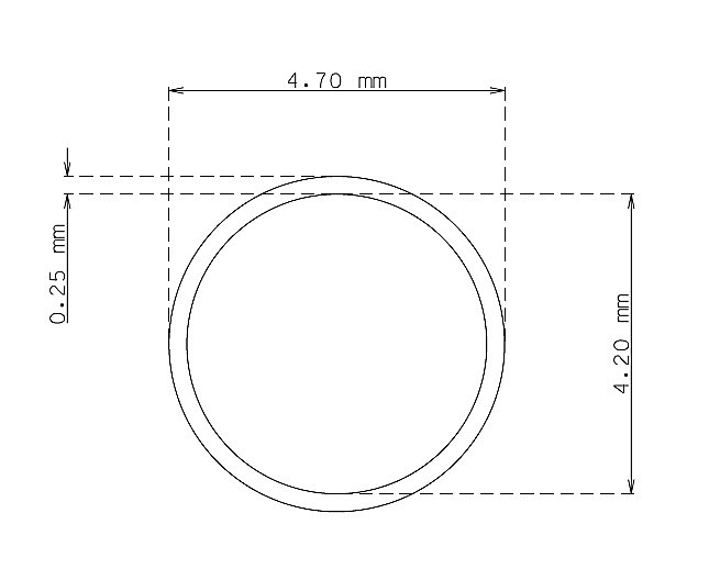 Tubo inox de 4.7 mm x 0.25 mm Qualidade 304 DURO