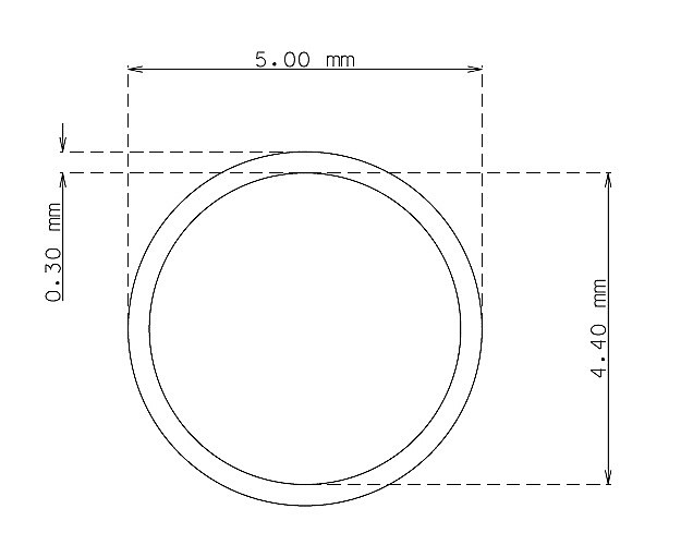 Tubo inox de 5.0 mm x 0.30 mm Qualidade 304 DURO