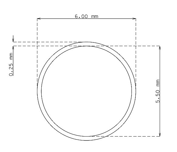 Tubo inox de 6.0 mm x 0.25 mm Qualidade 304 Duro