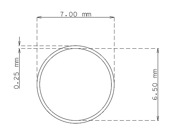 Tubo inox de 7.0 mm x 0.25 mm Qualidade 304 Duro