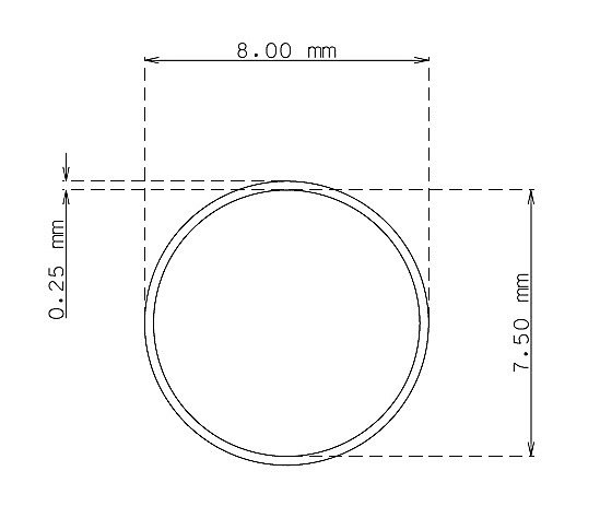 Tubo inox de 8.0 mm x 0.25 mm Qualidade 304 Duro