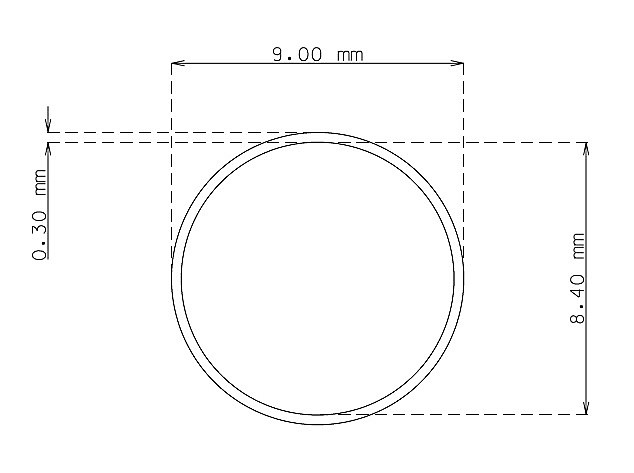 Tubo inox de 9.0 mm x 0.30 mm Qualidade 304 Duro